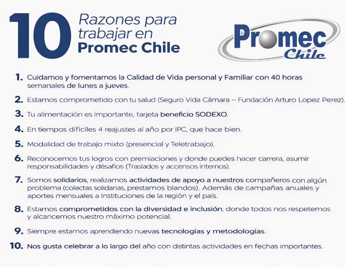 ✨ 10 razones para trabajar en Promec Chile